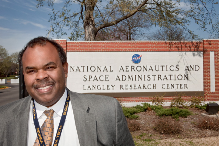 Melvin Ferebee outside NASA Langley Research Center main gate